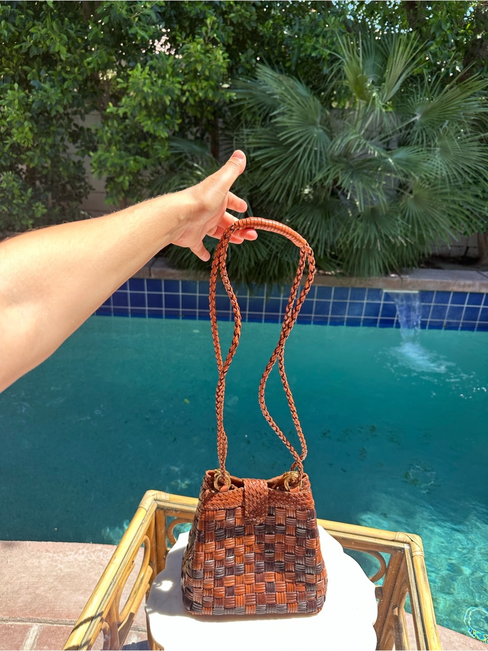 Vintage Woven Leather Bucket Bag - Picture 2 of 15
